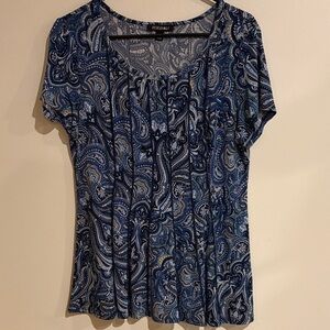 Roz & Ali Blue Paisley Blouse